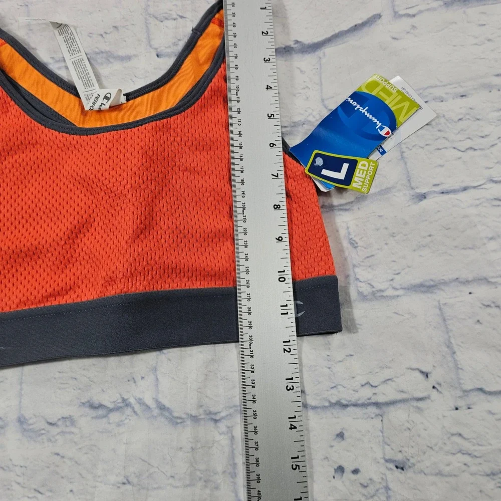 Champion Sports Bra Girls L Orange Seamless Mesh Medium Support B0126